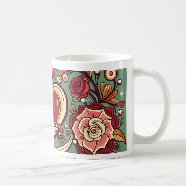 Caneca De Café Casamento Romântico e Mug de Aniversário com Elega (Direita)