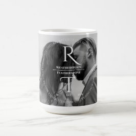 Caneca De Café Casamento Simples de Cinzas Brancas Elegante