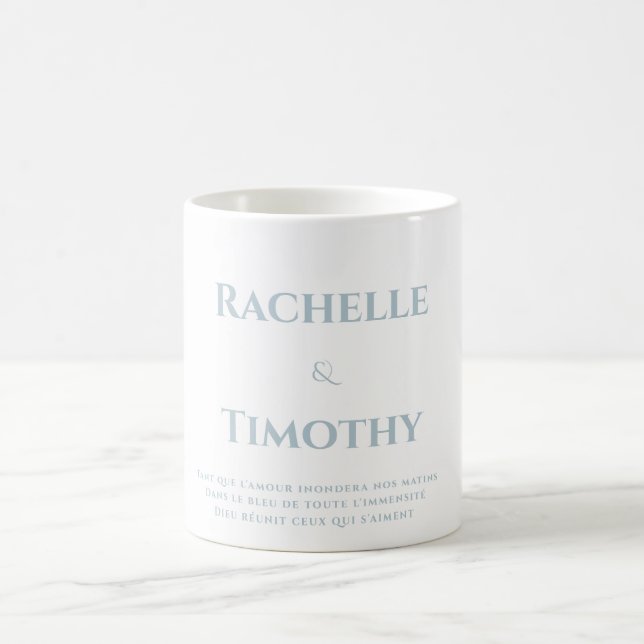 Caneca De Café Casamento Simples de Cinzas Brancas Elegante (Centro)