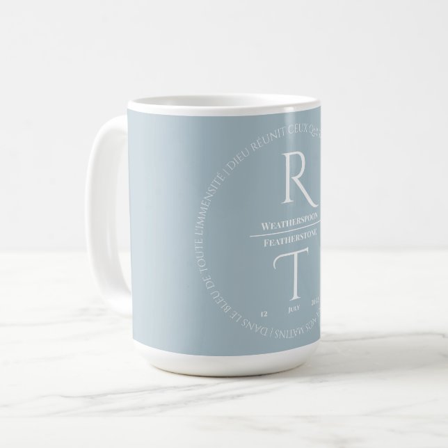 Caneca De Café Casamento Simples de Cinzas Brancas Elegante (Frente Esquerda)