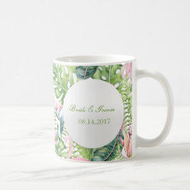 Caneca De Café Casamento Tropical de Praia Aloha Flamingo