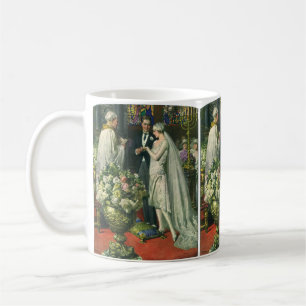 Caneca De Café Casamento vintage, noiva e noiva com Menorah