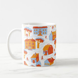 Caneca De Café Casas da Cidade Bonita: Vintage Doodle