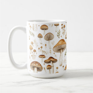 CANECA DE CAFÉ CASAS DE COGUMELOS DE CASCA BRANCA E COROAS BRANCA