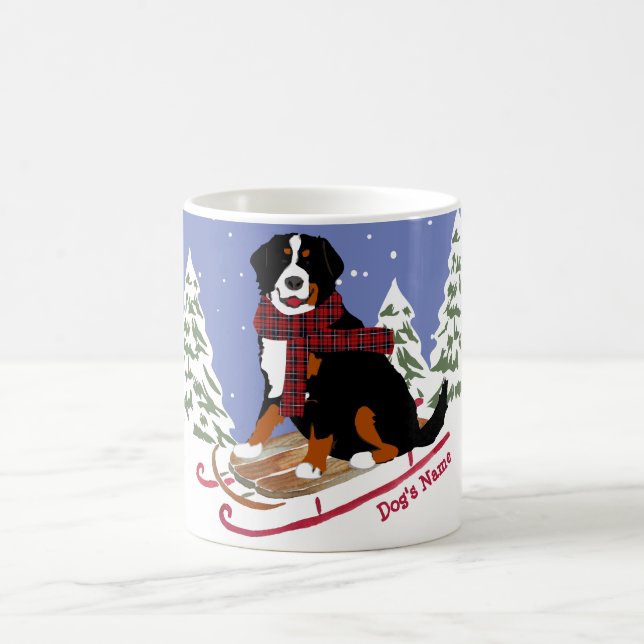 Caneca De Café Casas de Natal Personalizadas Bernese Mt Dog (Centro)
