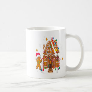 Caneca De Café Casas De Pão De Gengibre E Flocos De Neve