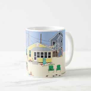 Caneca De Café Casas de Praia Coloridas Vintage