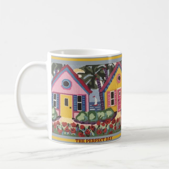 Caneca De Café Casas Tropicais Coloridas, Vibrantes (Esquerda)