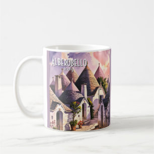 Caneca De Café Casas Trulli Alberobello Itália Aquarela