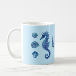 Caneca De Café Cascas de cavalo e de mar (azul e turquesa)