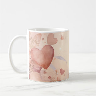 Caneca De Café Cascata Abstrata de Coração Rosa Empoeirado Capric