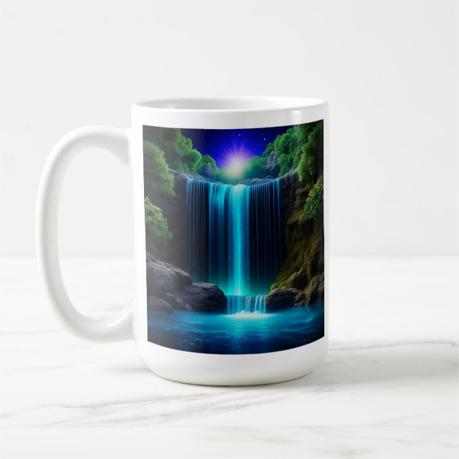 Caneca De Café Cascata bonito à noite Mística Personalizada (Esquerda)