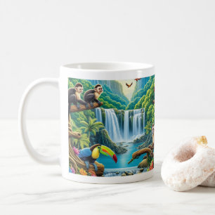 Caneca De Café Cascata tropical da floresta tropical úmida