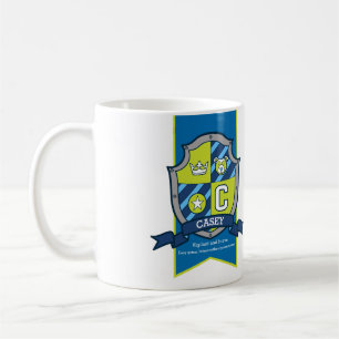 Caneca De Café Casey knight shield verde-urso-azul nome do urso