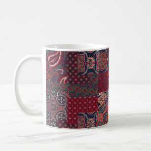 Caneca De Café cashmere paisley tecido patchwork abstrato vi