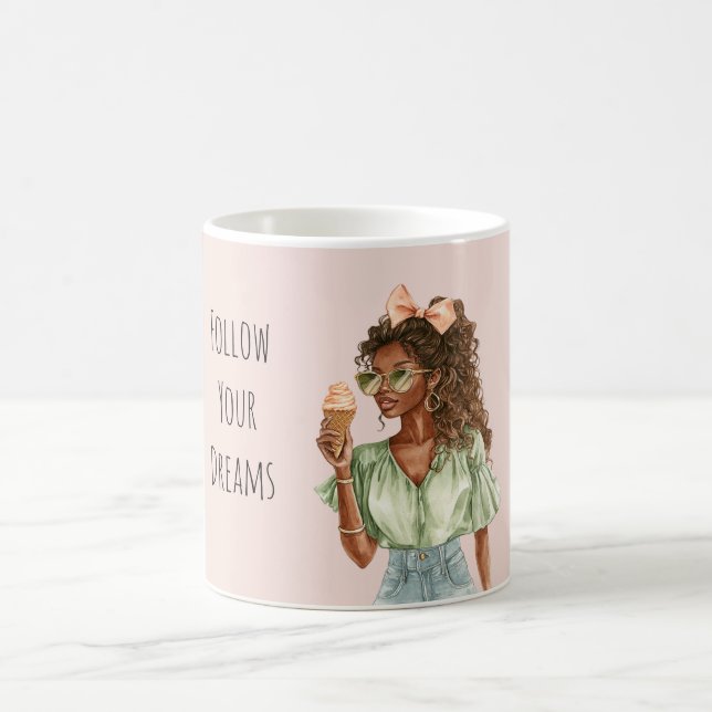 Caneca De Café Casquinha de Sorvete Arco de Pêssego Menina Preta (Centro)