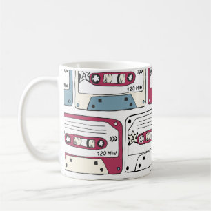 Caneca De Café Cassetes de Música Retroativa: Padrão de Fundo Roc