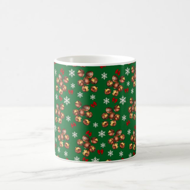 Caneca De Café Castanhas Torradas E Flocos De Neve De Inverno (Centro)