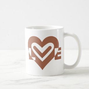 Caneca De Café Castanho de Chocolate Gráfico de Amor