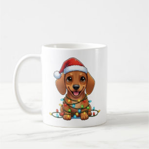 Caneca De Café Castanho-de-Natal giro-doce Dachshund Mug
