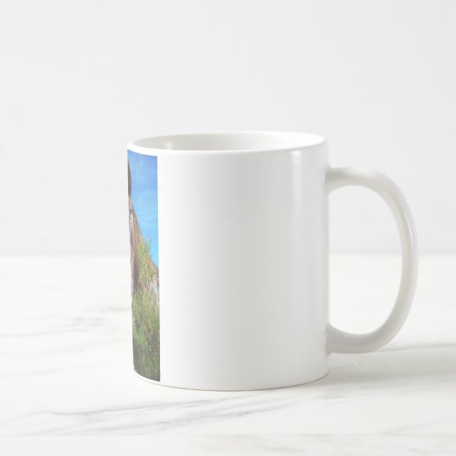 Caneca De Café Castanho e Creme Corante Canto Azul (Direita)