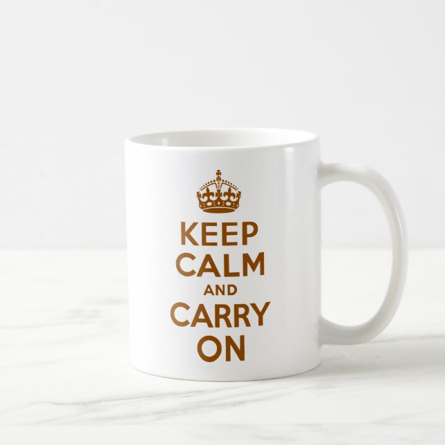 Caneca De Café Castanho Fique Calmo e continue (Direita)