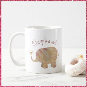 Caneca De Café Castanho-rosa-claro e elefante-bebê de bronze