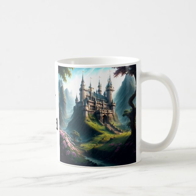 Caneca De Café Castelo de Flor Meadow - Dream Junto a Fairyland (Direita)