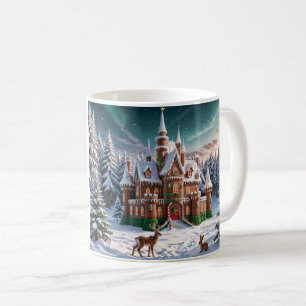 Caneca De Café Castelo de Gingerbird da Floresta de Natal