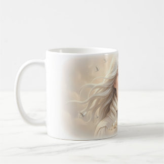 Caneca De Café Castelo de Mulher Sonhadora Escadaria Pérolas Pomb