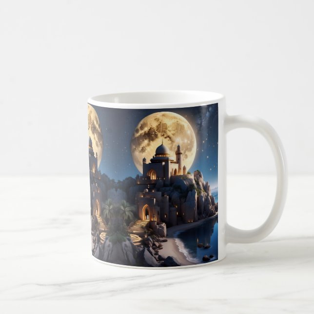 Caneca De Café Castelo Islâmico sentado sobre uma montanha (Direita)