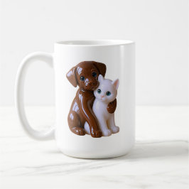 Caneca De Café Cat and dog  figurine-style