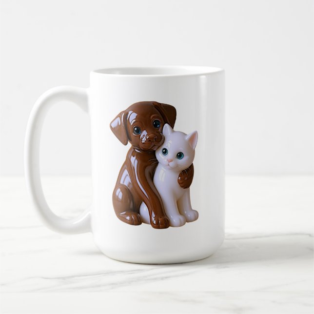 Caneca De Café Cat and dog  figurine-style (Esquerda)
