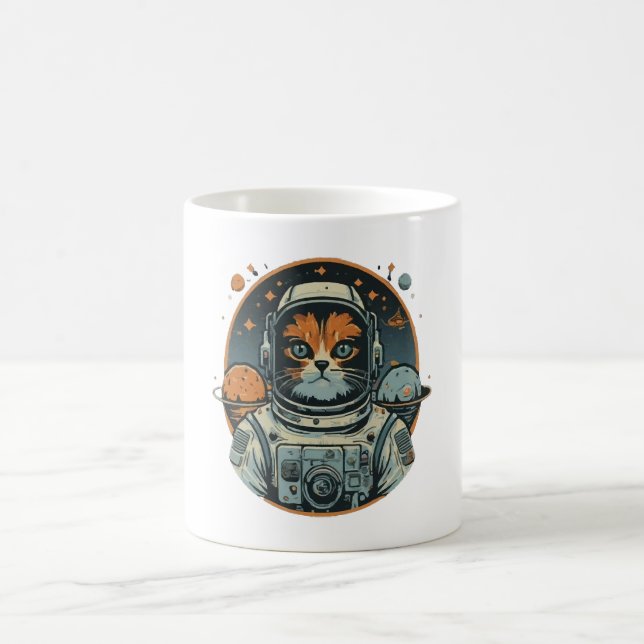 Caneca De Café Cat-astronauta em Asteroides (Centro)