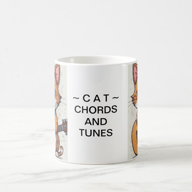 Caneca De Café Cat ~ Chords e Tunes Tomcat bonito tocando guitarr (Centro)