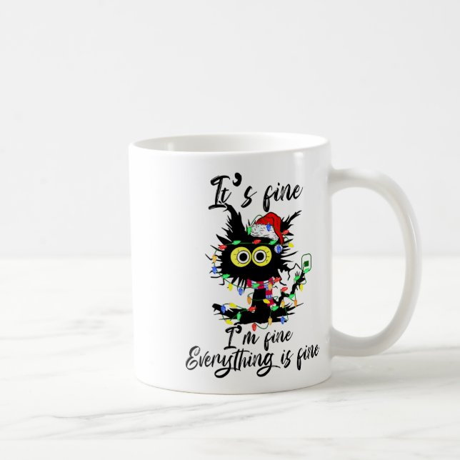 Caneca De Café Cat Christmas It's Fine I'm Fine Everything Is Fin (Direita)