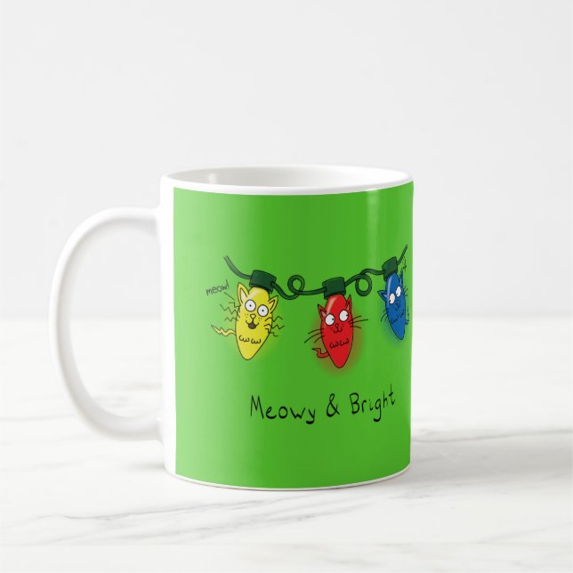 Caneca De Café Cat Christmas Meowy and Bright (Esquerda)