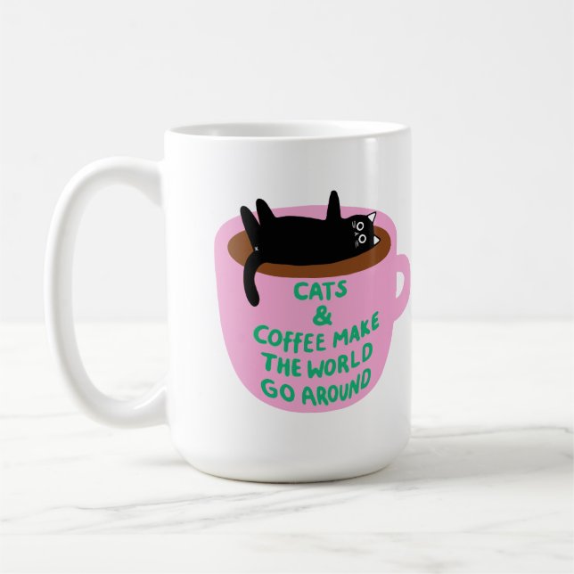 Caneca De Café Cat & coffee make the world go around | Mug (Esquerda)