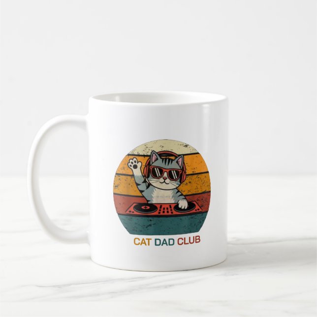 Caneca De Café CAT DAD CLUB / Funny Retro misician (Esquerda)
