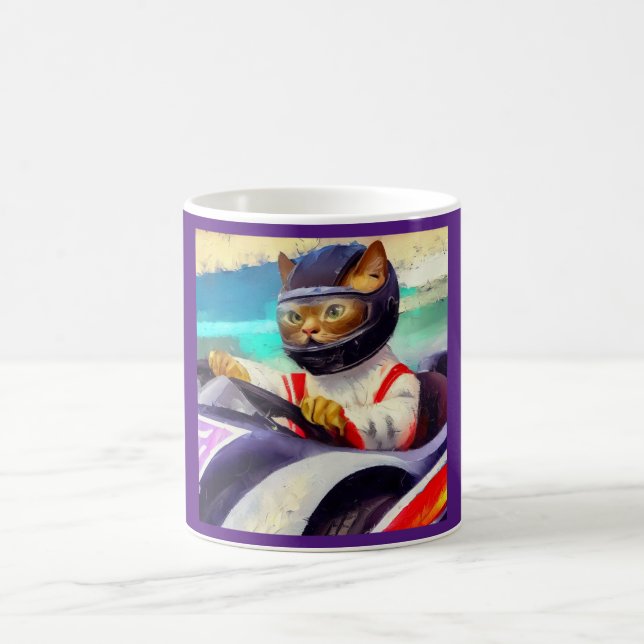 Caneca De Café Cat Dirigindo um Racecar (Centro)