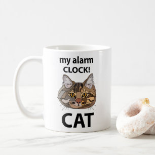 Caneca De Café Cat Face Meu Alarme Clock Tabuleiro Gato