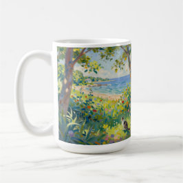 Caneca De Café Cat Flowers And Sea