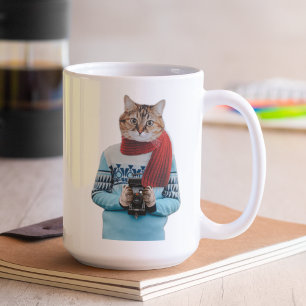 Caneca De Café Cat Fotografia em Vintage Sweater Quirky