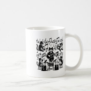 Caneca De Café Cat Gatinho Reproduzindo Música Nota Limpa Músico 