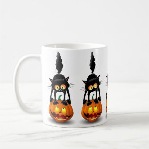 Caneca De Café Cat Halloween Personagem de desenho animado assust