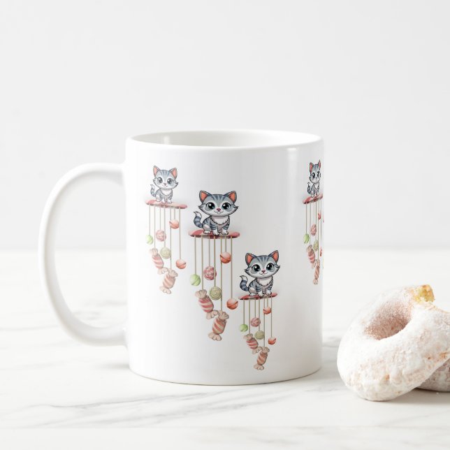 Caneca De Café Cat Kitten Chimes Mug (Com Donut)