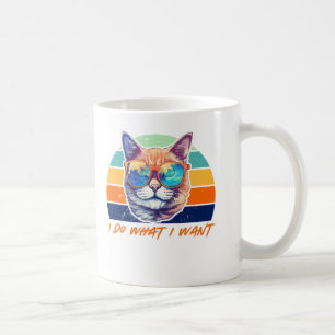 Caneca De Café Cat Lovers Retro Vintage Eu faço o que eu quero
