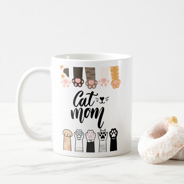 Caneca De Café Cat Mamãe Mug - Design de Gato Bonito - Presente p (Com Donut)