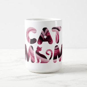 Caneca De Café Cat Mamãe Rosa Abstrato Art Mug
