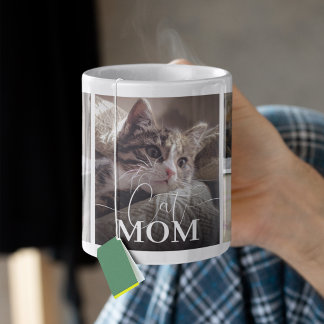 Caneca De Café Cat Mom 5 Photo Collage